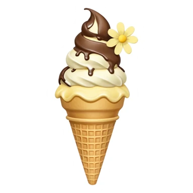ice cream cone with pastel yellow scoop and a small flower sticker