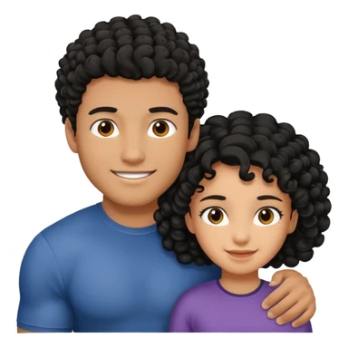 A strong man protecting a shorter girl with curly black hair sticker