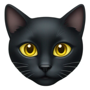 black cat face with yellow greenish eyes sticker