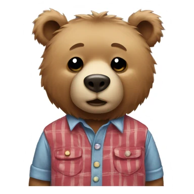 Bear wearing a shirt with a lot of buttons sticker