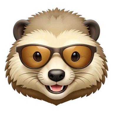 friendly anthropomorphised honey badger head wearing sunglasses sticker