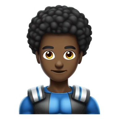 Muscular Afro teenage boy in a Blue Mr. Fantastic superhero costume. sticker