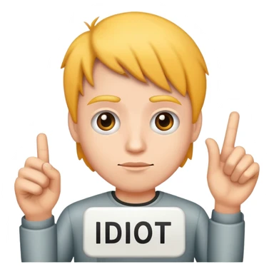 holding “idiot” sign sticker