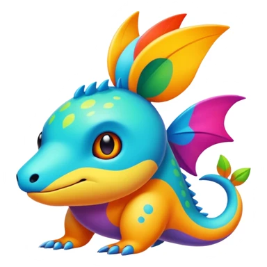 colorful vibrant Fakémon-creature with random markings sticker