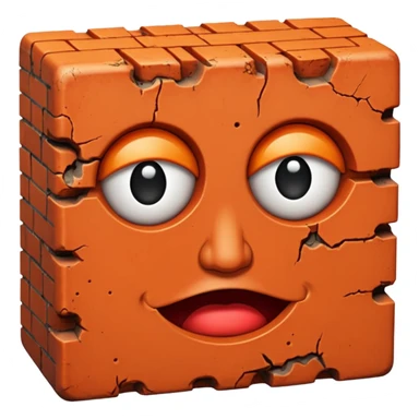 A rectangular brick with a face sticker