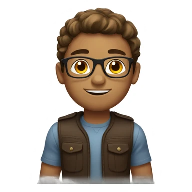 Boy with glasses, brown hair and biceps sticker
