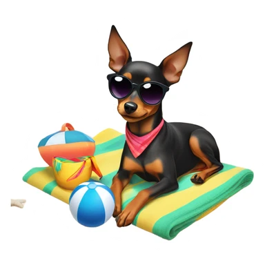 minpin dog on tropical vacation sticker