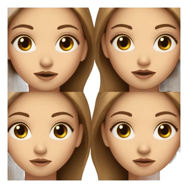 white girl with long brown hair doing her makeu sticker