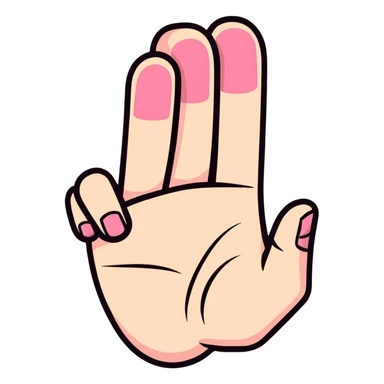 One pink finger, two brown fingers, and thumb down sticker