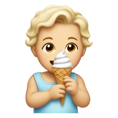 Caucasian baby eating ice cream sticker