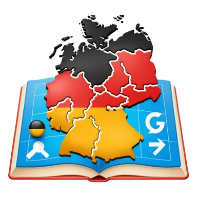 opened school textbook with a fragment of Germany sticker