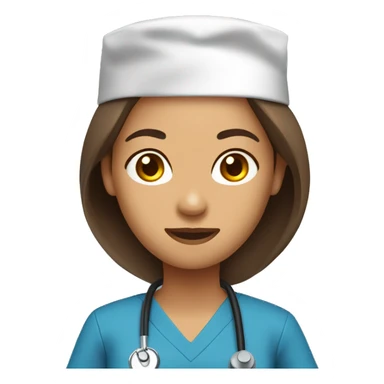 Mid 30 long hair Filipina Nurse red scrubs without stethoscope  sticker