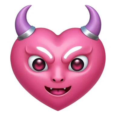 a plain pink heart with demon horns on it, no face sticker