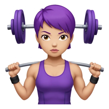 muscularweight lifting female short purple hair asian sticker