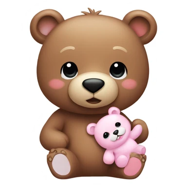 Bear with Baby pink sticker