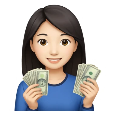 Hot Asian girl with money  sticker