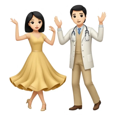 couple dancing full body a doctor black hair  woman blonde sticker