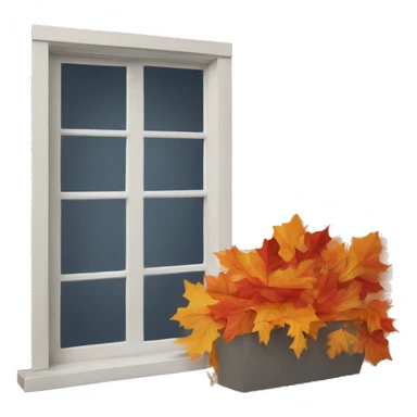 window sill with fall leaves outside sticker