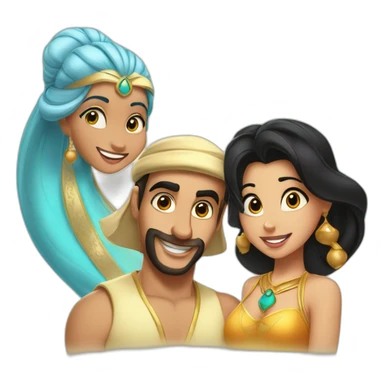 aladdin, jasmine, genie and the carpet sticker