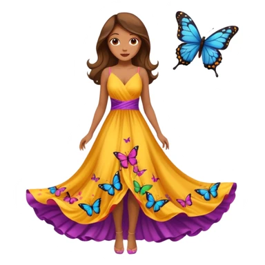 Beautiful lady in a long butterfly dress sticker