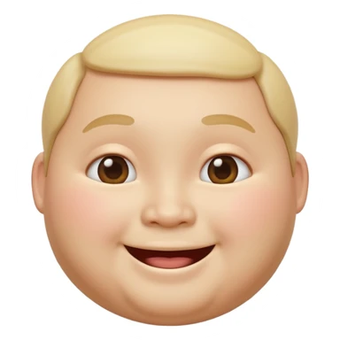 A 3D emoji in iOS emoji aesthetic style of a chubby person with round cheeks and a happy smile, soft and friendly expression, smooth glossy texture, minimal white background. sticker