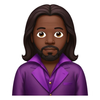 Barry White with long dark brown hair, dark plum silk outfit sticker