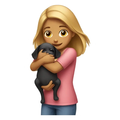 Girl hugging dog sticker
