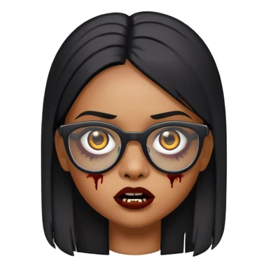 menina de cabelo liso preto e oculo memoji zumbi sticker