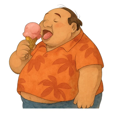fat man with ice cream, inspired by Lilo and Stitch sticker