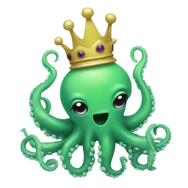 green Alien Octopus with crown sticker