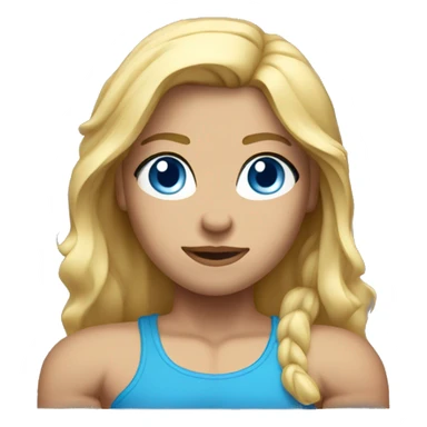 muscular woman, half body, Blue eyes, half Long blond hair sticker