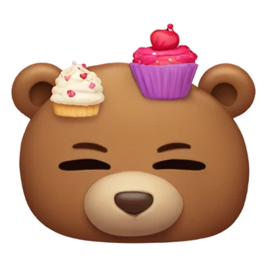 Sleeping teddy bear with cupcake on its head sticker
