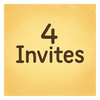 128x128 image with the text '4 Invites' in black, playful rounded font, centered on a soft yellow gradient background, no icons or extra elements sticker