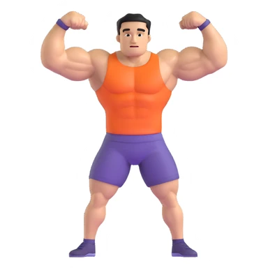 Man flexing muscles showing off sticker