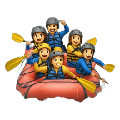 8 personas haciendo rafting en un rio sticker