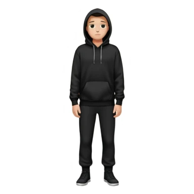 fullbody Mysterious sky man in black hoodie, hands in pockets and black pants sticker