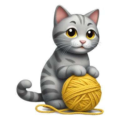 cat playing with ball of yarn sticker
