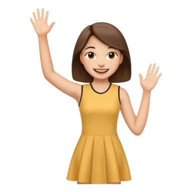 A girl in a jersey dress, waving both arms in pure joy. sticker