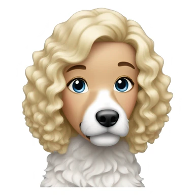 pretty blonde lady with a bernedoodle that is black and white sticker