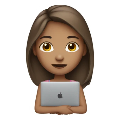 Girl-hold-MacBook-light skin-brown hair sticker