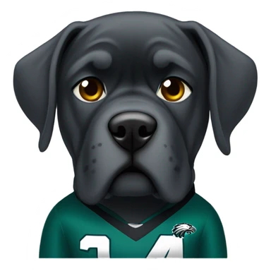 Cane Corso wearing eagles jersey sticker