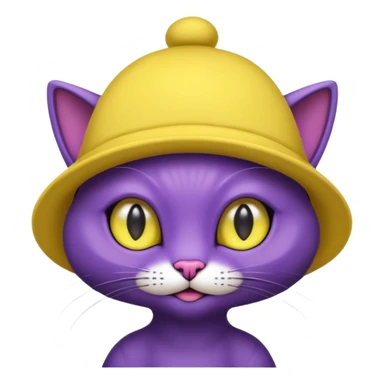 dark purple alien cat with no fur and yellow hat sticker