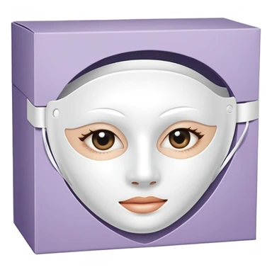 a beauty product box of skincare white  mask pack with rounded eyehole sticker