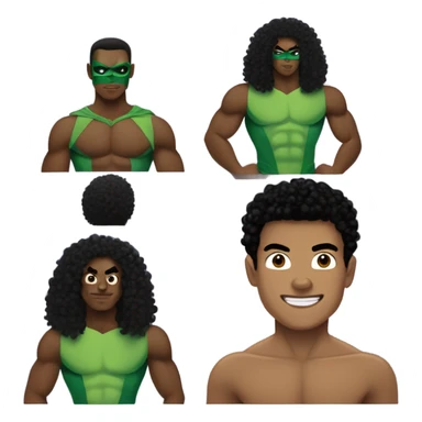 Afro Light-skinned shirtless while swimming teenager in the green superhero costume of Prince Namor. sticker