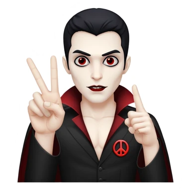 Black Vampire holding up the peace sign. Can you also make his thumb stick out horizontally   sticker