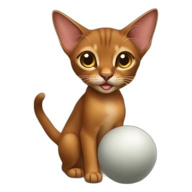 Abyssinian cat play with a small fur ball sticker