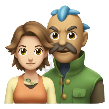 pokemon schlurp next to a lady with brown hai sticker