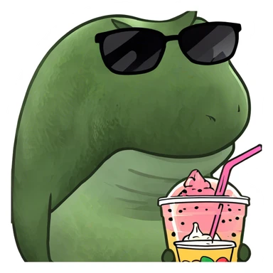 A narwal drinking boba sticker