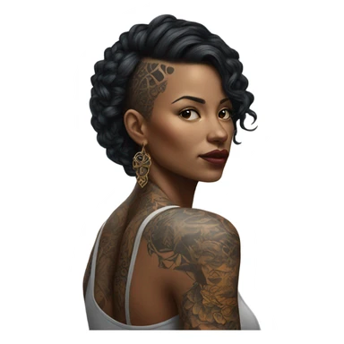 Hyper Realistic beautiful woman with tattoo sticker