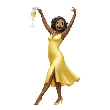 Dancing lady with champagne sticker